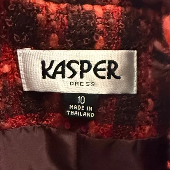 Kasper Red and Black Textured Dress with Matching Jacket - Picture 2 of 5